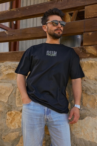 Velvoria Unisex Oversize Siyah Run T-shirt