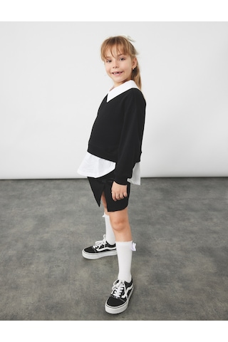 Koton Fiyonk Detaylı Pileli Şort Etek Siyah 6wkg40030aw Siyah