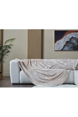 Doqu Embos Battaniye Perlina Çift Kişilik Krem