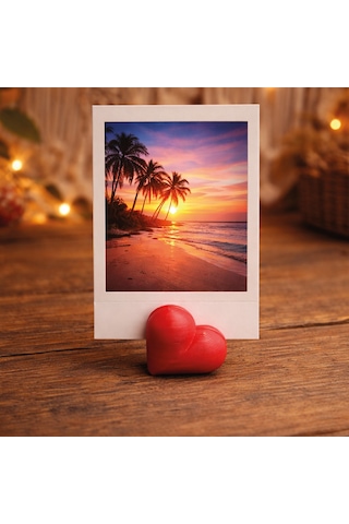 Instax Polaroid Fotoğraf Tutucu Kalp Figürlü Stand 5 Li Kırmızı