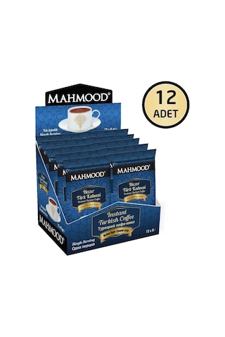 Mahmood Coffee Orta Şekerli Tek İçimlik Türk Kahvesi 12'li 8 Gr 1 Koli