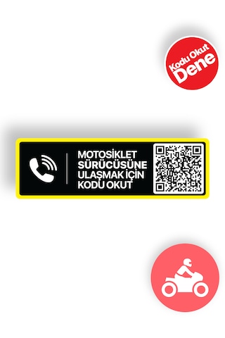 Meo Motosiklet Numaratörü - Dıştan Yapıştırma - Qr Kodlu Numaratör Yatay Etiket Sarı - Siyah