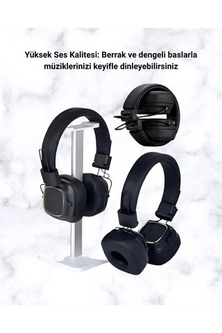 Mey İthalat Kablosuz Rgb Işıklı Katlanabilir Bluetooth Kulak Üstü Kulaklık