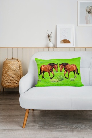 At Desen Baskılı Tv Battaniyeli Opsiyonel Dekoratif Hediye Yastık Battaniye 2in1 Gifts Çok Renkli