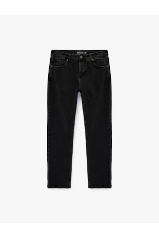 Koton Pamuklu Normal Bel Straight Fit Jean Pantolon - Mark Jean Siyah 6sam40148nd