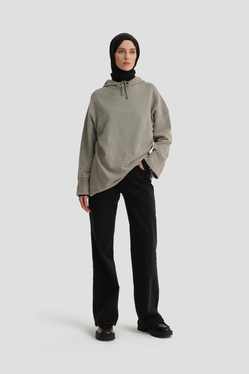 Armine Yıkama Efektli Sweat 24kd6804 Vizon Vizon