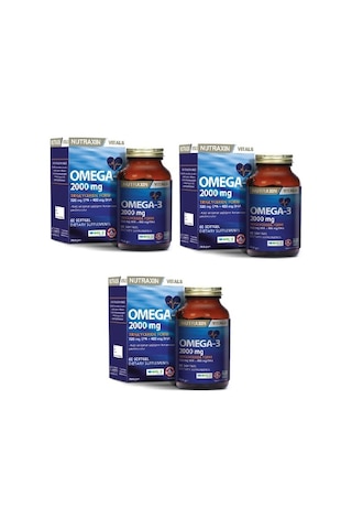 Nutraxin Omega 3 Balık Yağı Omega 3 2000 Mg 60 Softgel Kapsül 3 Adet
