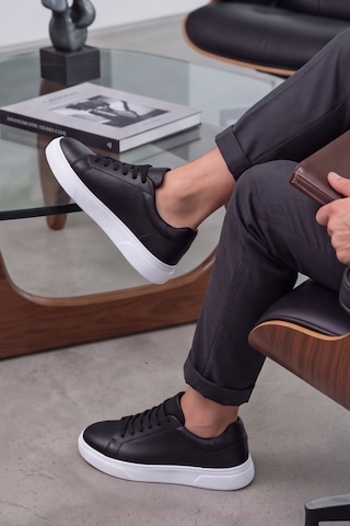 Liarca Ghostwood - Hakiki Deri Sararmaz Faylon Taban Siyah Beyaz Erkek Sneaker Ayakkabı Siyah - Beyaz