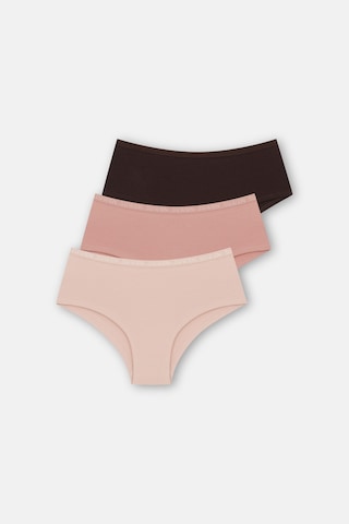 Suwen 3lü Pamuklu Lastikli Normal Bel Hipster Külot St00456031343 Ten / Kahverengi / Pembe