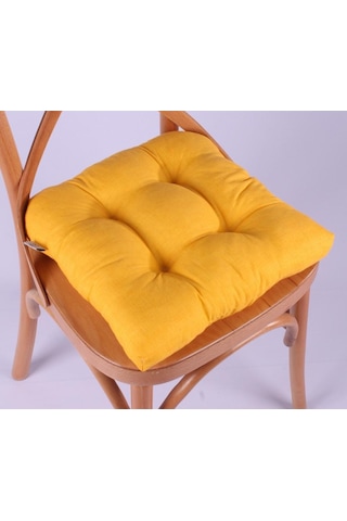 Altınpamuk Altınpamuk Lina Pofidik Sarı Sandalye Minderi Özel Dikişli Bağcık