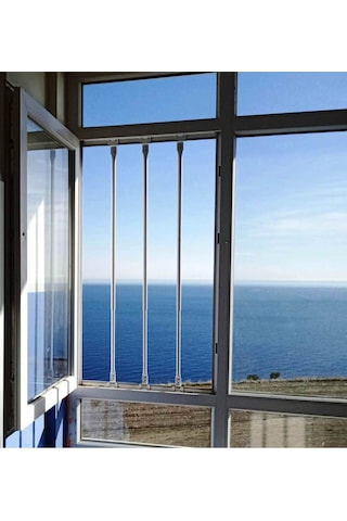 Beyaz Renk Pencere Güvenlik Bariyeri-boyu Ayarlanabilir Korkuluk 80-130 CM Beyaz