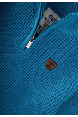 Selanik Triko Fermuarlı Kazak 2-11 Yaş Turkuaz Turkuaz