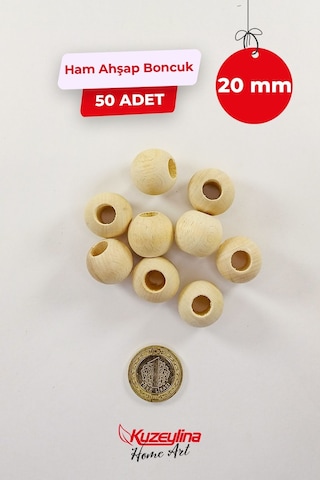 20 Mm Ahşap Ham Boncuk - 50 Adet