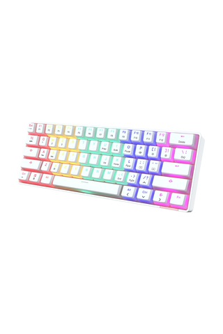 Stk61 Beyaz Rgb Ledli Tam Mekanik Kahverengi Switch Gaming Bluetooth Kablosuz Oyuncu Klavyesi