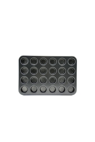 24 Gözlü Metal - Siyah Düz Muffin - Kek Kalıp 5691 12v