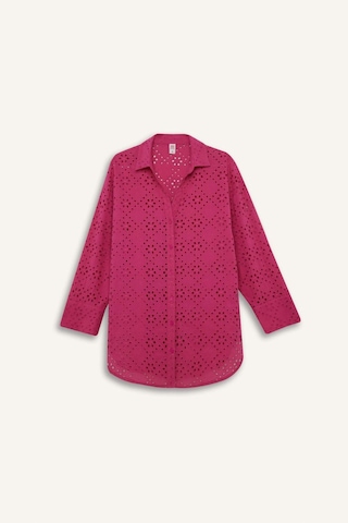 Defacto Regular Fit Pamuklu Brode Plaj Gömleği C0506AX24SM Pembe