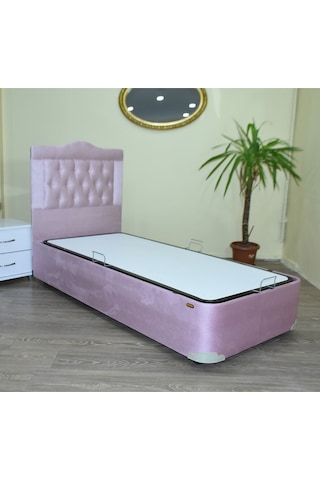 Baza Başlık Tay Tüy Pembe Silinebilir Kumaş Model Kapitone Metal Fırın Boya 90*190 El Yapım