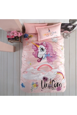 Clasy Ranforce Nevresim Takımı Tek Kişilik Pink Dreams V1 V1 Pudra