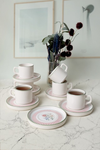 Keramika Rose Line Stackable Çay Takımı 12 Parça 6 Kişilik 22910