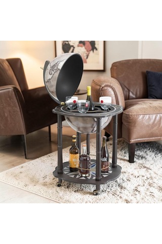 Z910noır Dekoratif Dünya Bar Zoffoli Büyük Boy Küre Bar Dolabı 95 Cm .