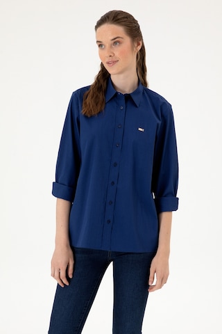 U.s. Polo Assn. Kadın İndigo Gömlek Desenli 50316699-vr028 Indigo