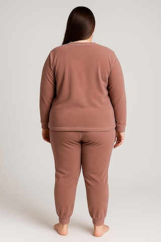 Kadın 13212 Büyük Beden Kadife Pijama Takımı Pudra Pudra