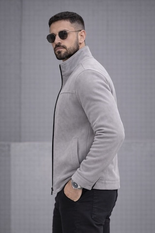 Baselco Slim Fit Dik Yaka Mevsimlik Süet Ceket Gri