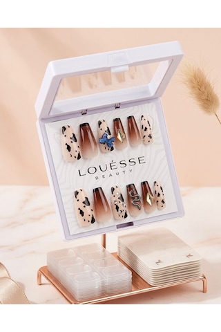 Louésse Wild Charm Takma Tırnak Seti 12 Li Leopar Desenli Ombre Taşlı Trend Model