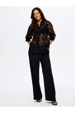 Faik Sönmez Dantelli Kadın Gömlek W26gml018 Siyah