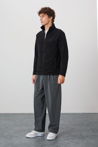 Tommy Life Hardy Siyah Standart Kalıp Polar Erkek Sweatshirt - 88299 Siyah