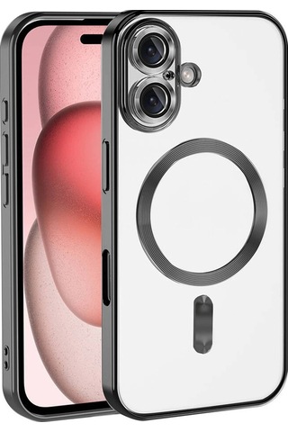 Teknomoda Apple Uyumlu iPhone 17 Kılıf Kamera Lens Korumalı Renkli Magsafe Şeffaf Silikon Siyah Siyah