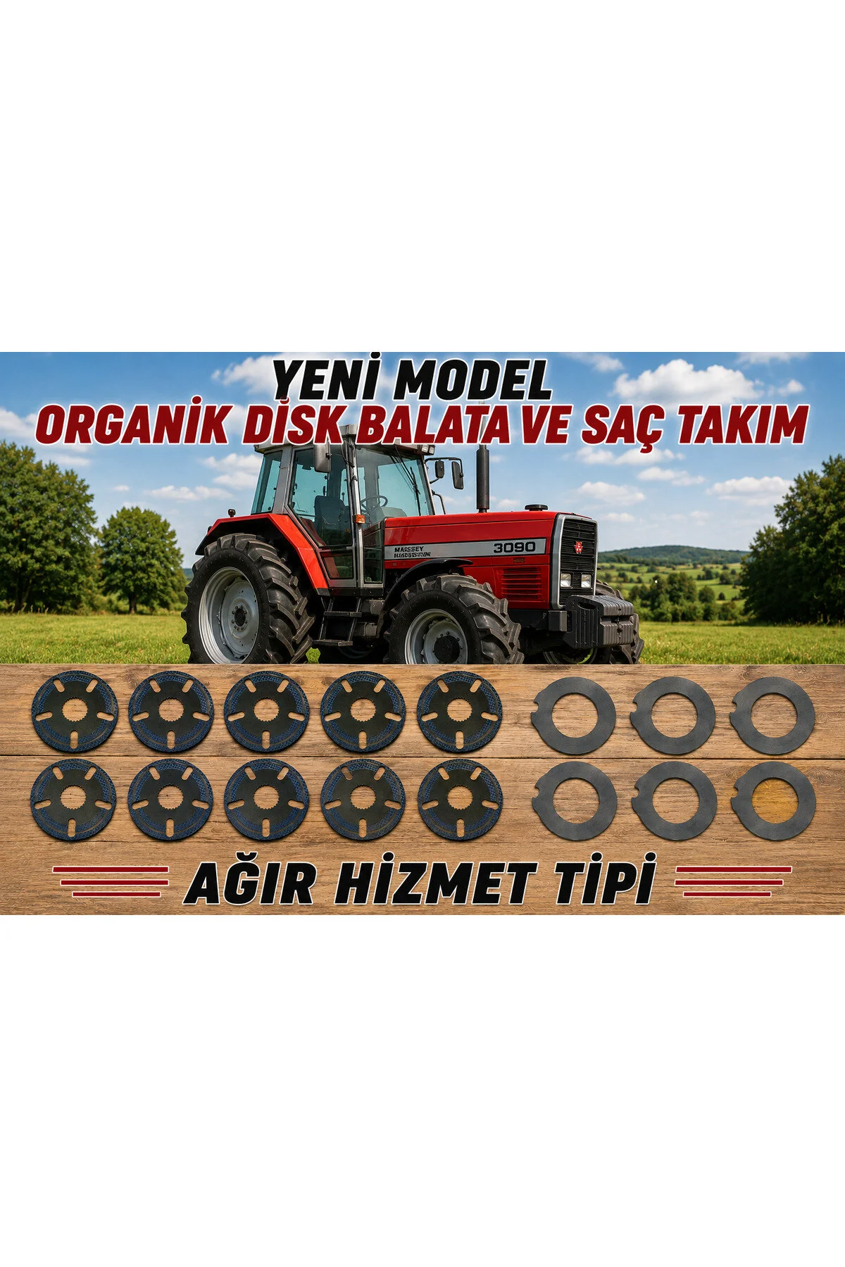 240s/285/4255/4370/5365/3050/3060 Massey Ferguson Yağlı Fren 10 Balatalı 6 Saçlı Disk Takım Yeni Model Organik Ağır Hizmet