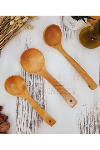Ahşap Tahta Mutfak Kaşık Seti 3 Parça Kayın, Şimşir Ağacı 3-3