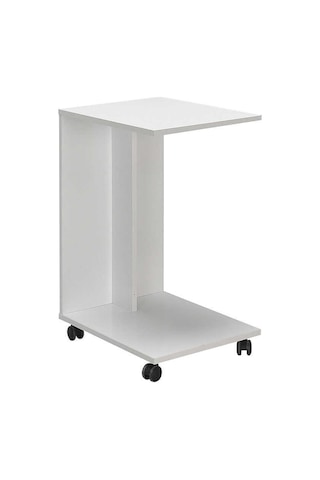 Çok Amaçlı Tekerlekli C Koltuk Sehpası-mat Lake Beyaz Diamond Beyaz 35x65x45 Cm Gxyxd