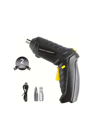 Honeybeeshop İki Parti Elektrikli Vida Led Işıklı Döner Saplı 3 6v Şarjlı Kablosuz Tornavida Usb İle Çalışan Ev Tamir Aleti