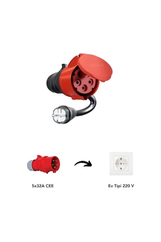 Trifaze Fiş 220 V Ev Tipi Priz Adaptör Dönüştürücü