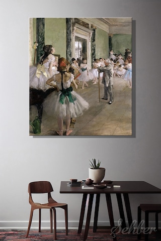 Edgar Degas'ın Ünlü "bale Sınıfı" Adlı Eseri Dikey Kanvas Tablo 4329 Çok Renkli