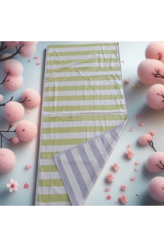 Özdilek Double Color Strıpe Plaj Havlusu 70x145 Yeşil-gri