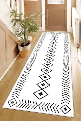 West Home Makinede Yıkanabilir Kaymaz Taban Leke Tutmaz Modern Kesme Yolluk Mutfak Yolluk Halı Yolluk Wh 375 White Yolluk