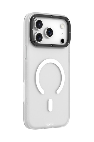 Apple Uyumlu iPhone 17 Pro Max Kılıf M-safe Şarj Özellikli Youngkit Hidden Sand Serisi Kapak Beyaz Beyaz