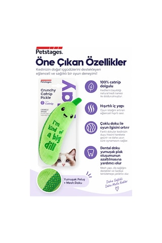 Crunch Pickle Kicker Dental Catnipli Kedi Çiğneme Oyuncağı - Diş Sağlığını Destekleyici