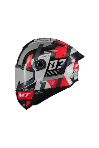 Mt Helmets Targo S Sergio Garcia B5 Kapalı Motosiklet Kaskı Gri Kırmızı