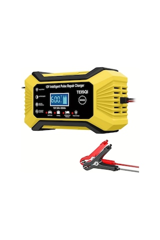 Boatshop1 Teısqı 12v 6a Hepsi Sarı Akıllı Araç Akü Şarj Cihazı Lcd Ekranlı Otomatik Mod Değiştirme Avrupa Düzenlemeleri