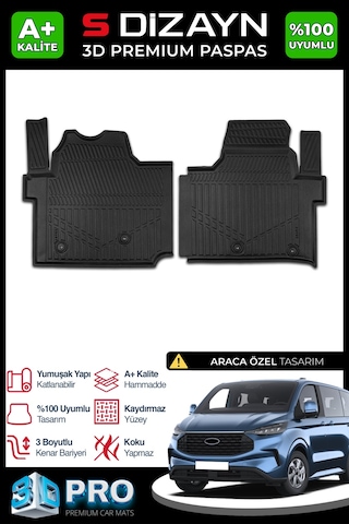 S-dizayn Ford Tourneo Custom 3d Pro Havuzlu Paspas 2024 Üzeri A+ Kalite