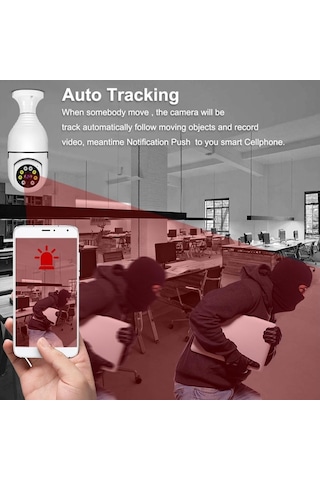 Wifi 360 Panoramik Ampul Kamera Güvenlik Kamerası Çift Wifi 360 D Beyaz