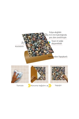 Tink KENDİNDEN YAPIŞKANLI ÇAKIL TAŞI DESENLİ PVC KARO 30X30 CM