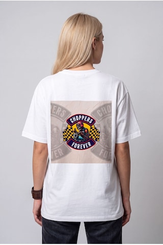 Black Nova Oversize Baskılı Unisex %100 Pamuk T-shirt Forever Beyaz
