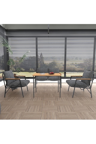 Doruk Home Balkon, Bahçe, Cafe, Metal Koltuk Takımı, Bahçe Mobilyası, Çay Seti, Oturma Grubu 2+1+1+masa Antrasit