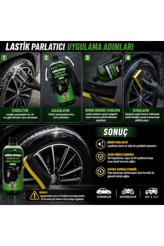 Akgüneş Motogaraj 1 Lt Lastik Parlatıcı + Lastik Parlatma Süngeri Seti Derin Parlaklık Ve Uzun Süreli Koruma