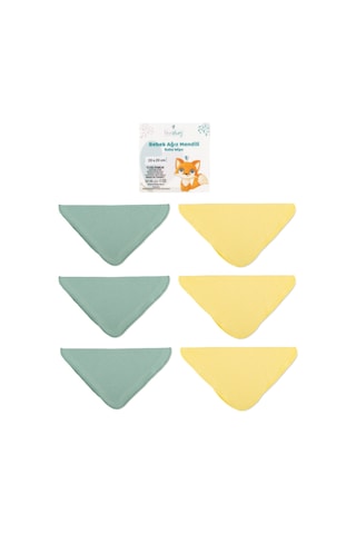 Novibaby 6’lı Bebek Ağız Mendili – Sunrise - Salya Mendili Ağız Silme Mendili 100% Pamuk 20x20cm Sarı - Yeşil